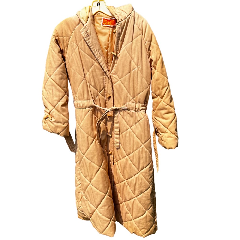 Vintage 80s Full Length Coat Buff Tan Shade Womens 6